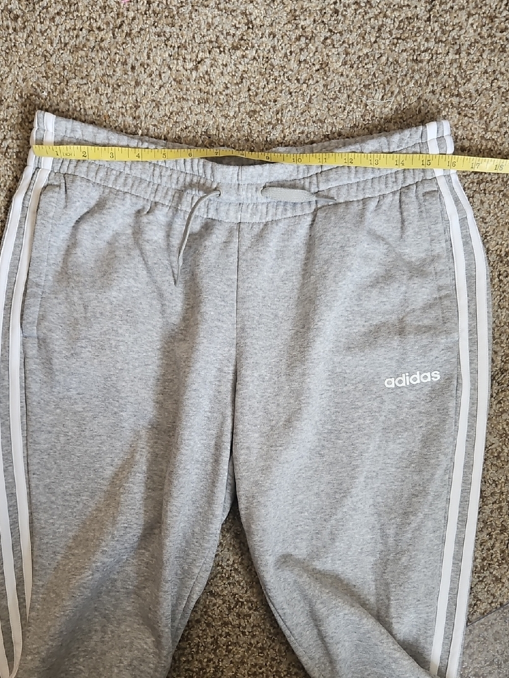 Adidas Grey Jogger Sweatpants with White Stripes Down Legs - Picture 4 of 8